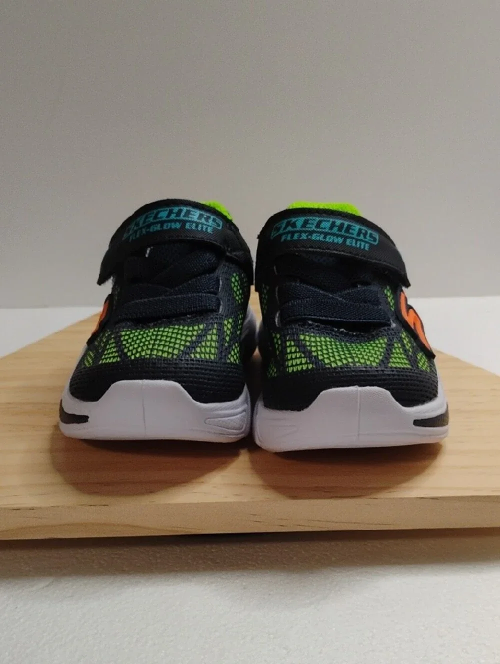 Skechers Kids Black, Neon Green & Orange Light-Up Sneakers